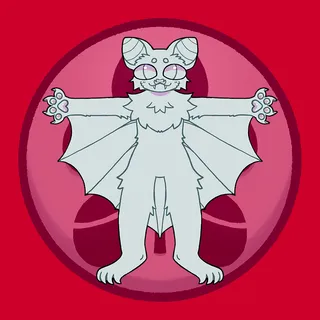 A blank template image of an anthropomorphic bat.